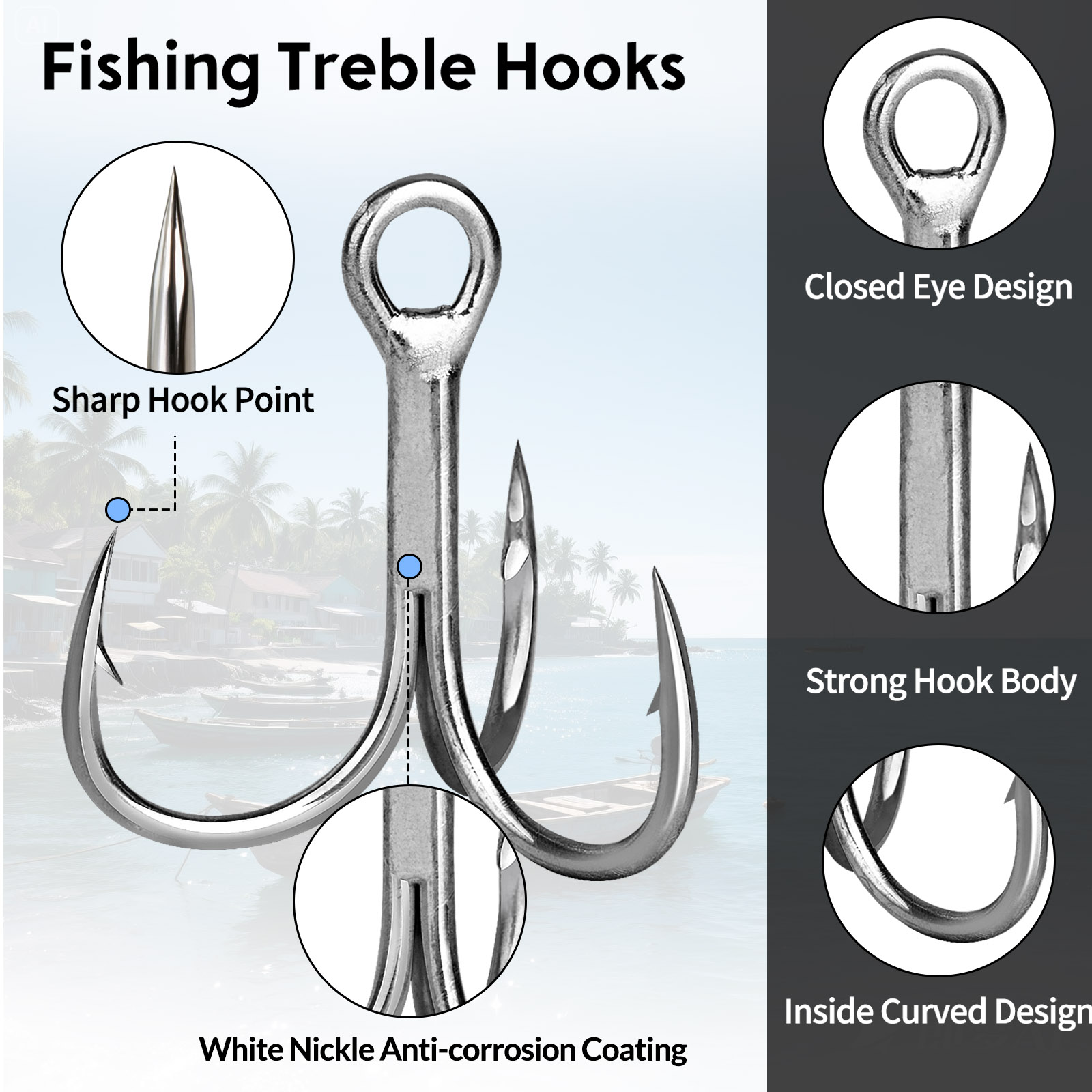 9KM Saltwater Treble Hooks 3X  - Fishing Hook Treble reseña y precio