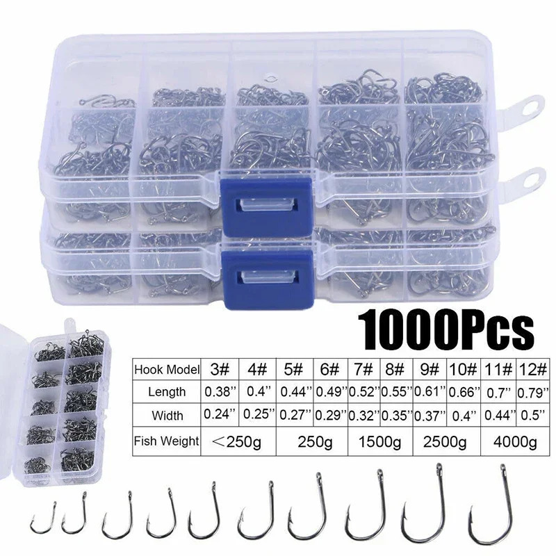 50-1600Pcs/BoxFishing Hooks Ca - Fishing Hook Assortment reseña y precio