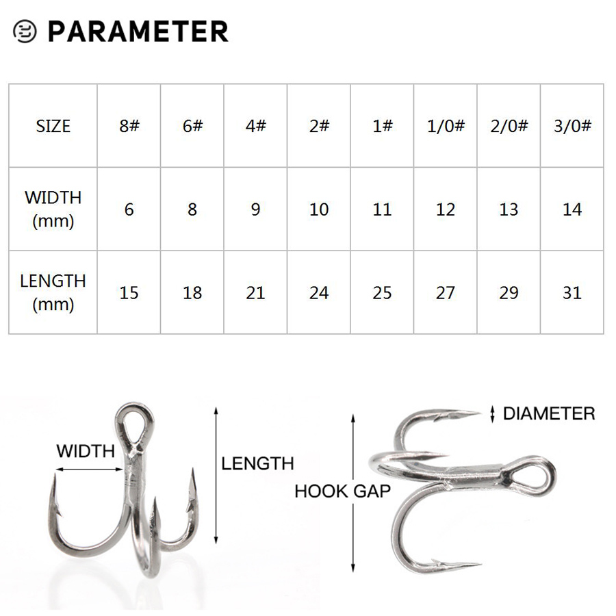6X Fishing Treble Hook 10Pcs T - Fishing Hook Offset reseña y precio