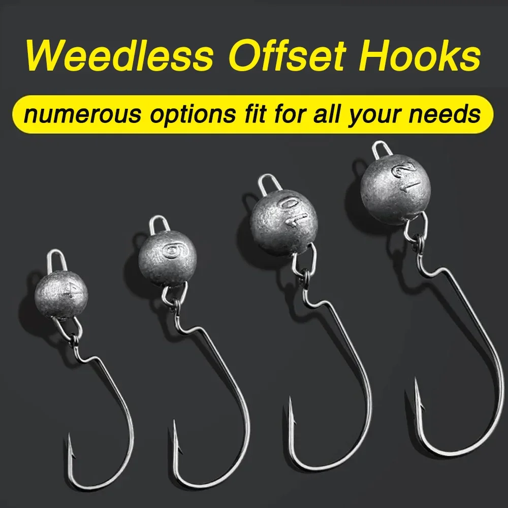 5Pcs Metal Jig Head Worm Hooks - Fishing Hook Offset reseña y precio